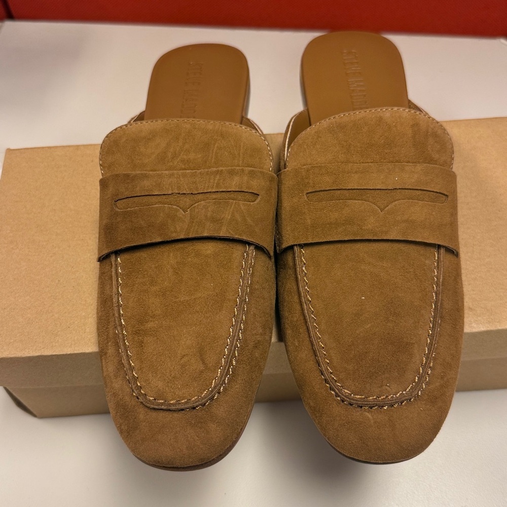 Steve Madden CALEB CAMEL SUEDE Elegant Brown Suede Slip-On Loafers